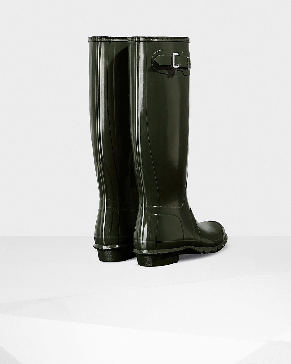 Botas de Lluvia Altas Hunter Mujer - Original Gloss - Verde Oscuro Oliva - GYLSOWN-10